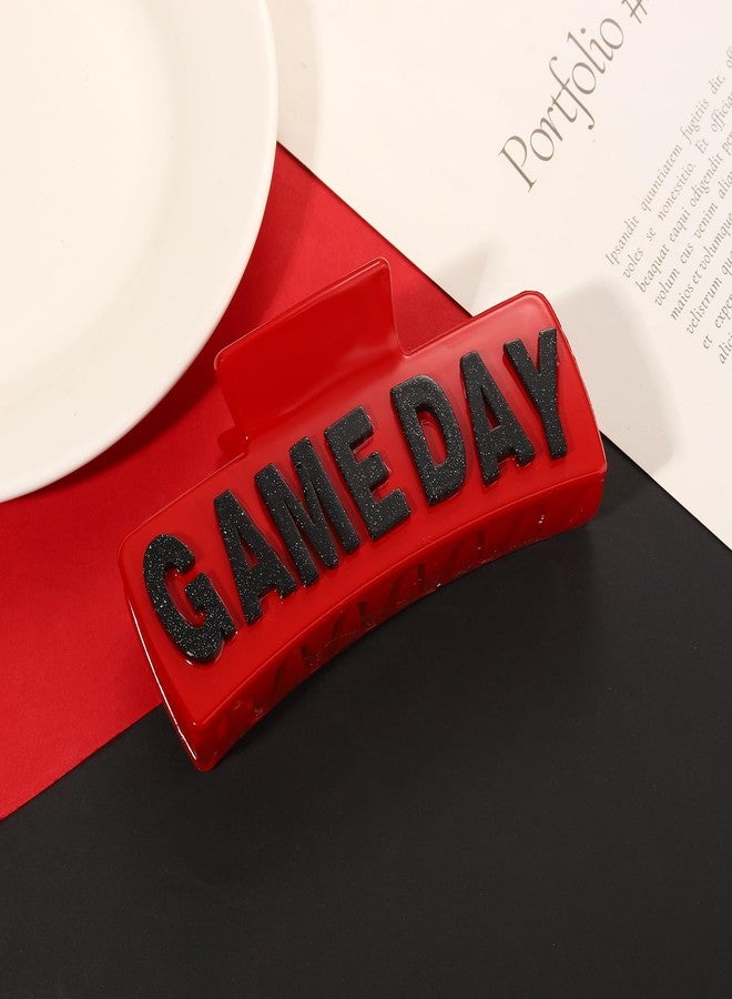 فالين مشبك شعر فالين ليوم المباراة للنساء، 4 بوصات، مشبك شعر رياضي لكرة القدم، أحمر وأسود، مشبك شعر أكريليك، إكسسوارات شعر لأمهات لاعبي كرة القدم، ملابس يوم المباراة، هدايا حفلات رياضية - Image 5